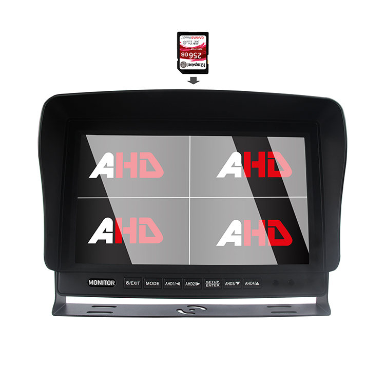 Monitor Kendaraan SD DVR Layar Quad Split AHD 10,1 Inci