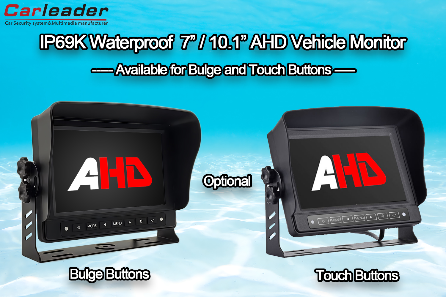 Carleader Monitor Pembalik AHD Tahan Air 7 / 10.1 inci ---- Perbedaan Antara Tombol Tonjolan dan Tombol Sentuh