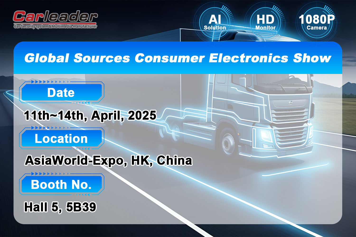 Selamat datang untuk mengunjungi stan kami di Sumber Global Consumer Electronics Show ---- Shenzhen Carleader