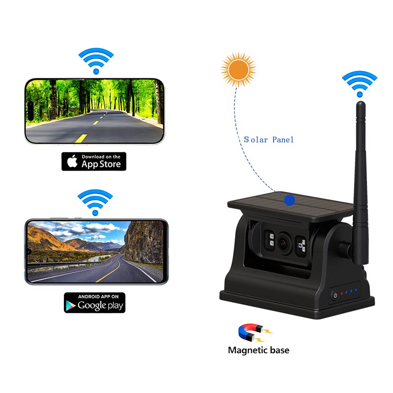 Kamera Cadangan WiFi Surya Magnetik untuk iOS Android