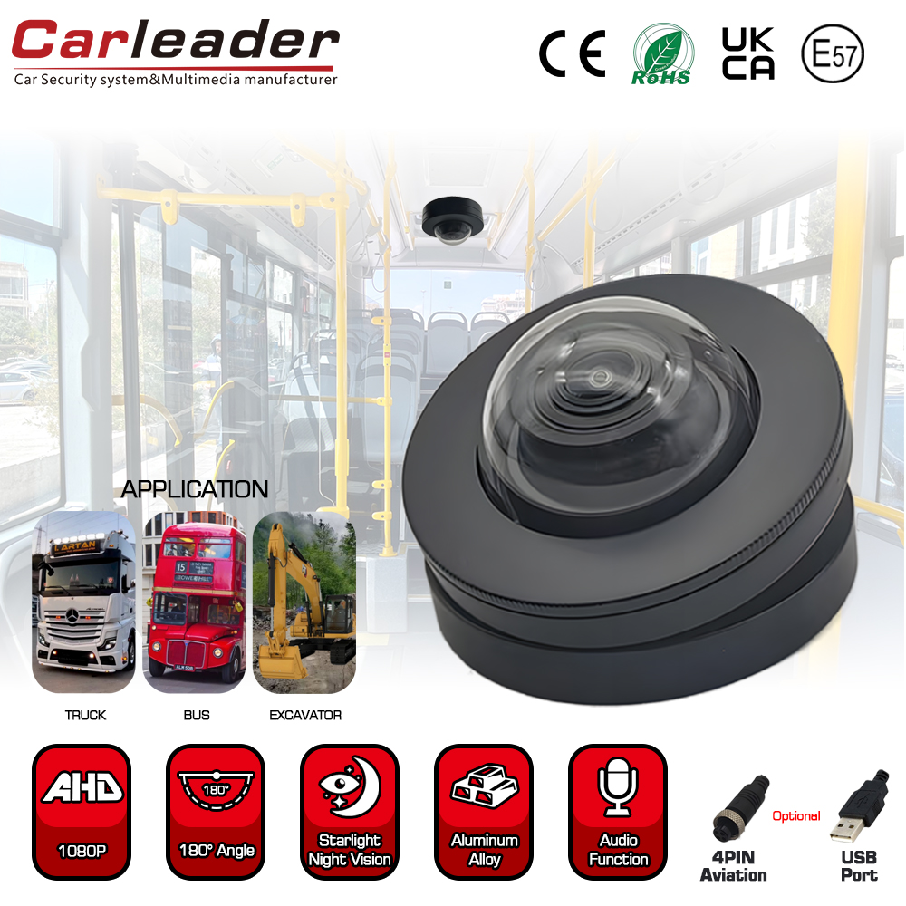 Carleader 180 derajat Sudut Lebar HD 1080p Kamera Kendaraan Kubah untuk Pengawasan Dalam Jarak