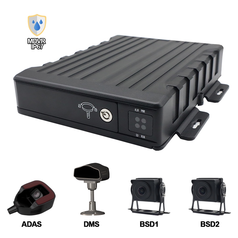 Carleader 4CH IP67 DVR Seluler AI SD Tahan Air Mendukung ADAS+DMS+BSD