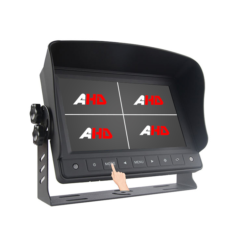 Carleader 7 Inci Quad Split Display Tombol Sentuh Kendaraan Monitor AHD