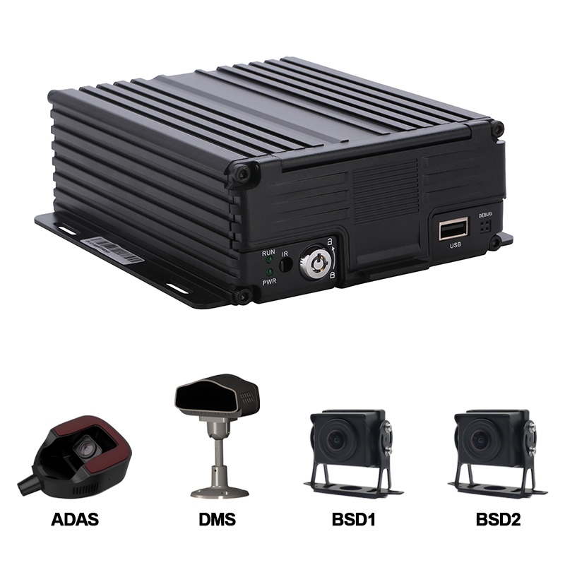 DVR Seluler 4CH AI HDD Mendukung ADAS+DMS+BSD