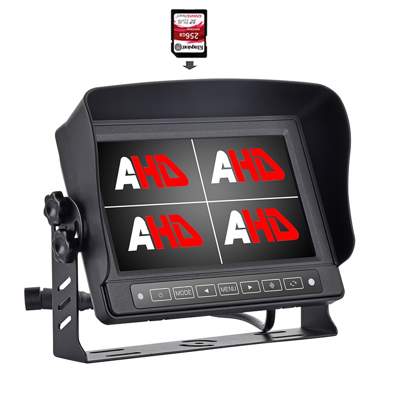 Monitor AHD Perekaman Video Truk Layar Quad Tahan Air 7 Inci