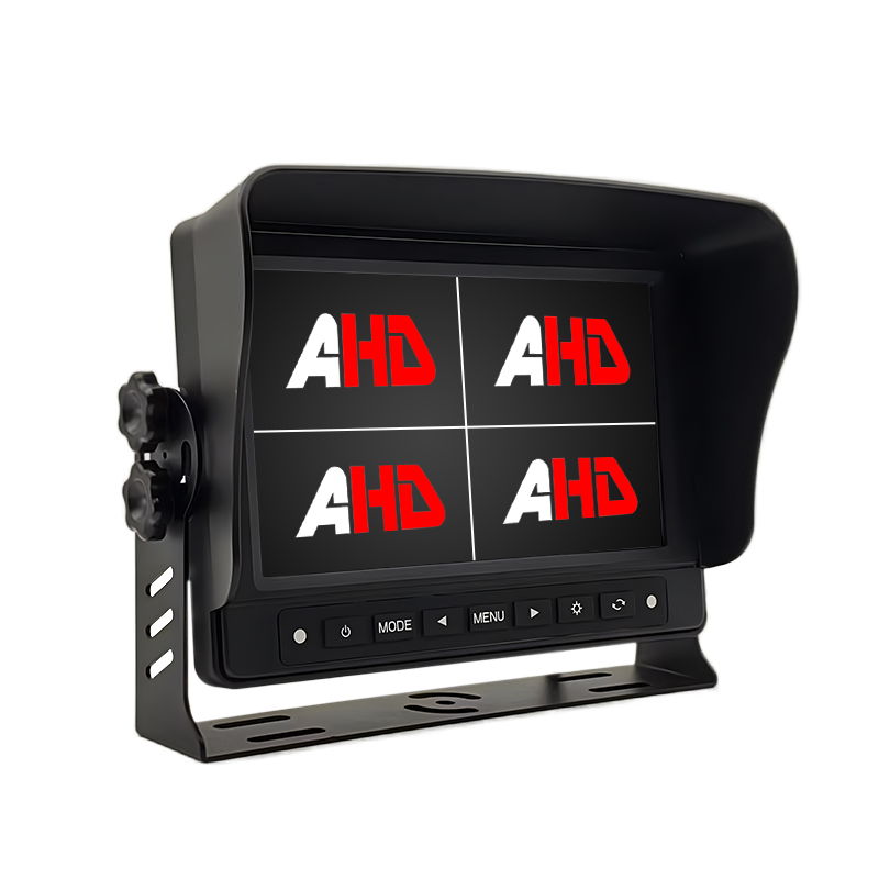 Monitor Truk Tugas Berat Layar Quad Split Tahan Air 7 Inci