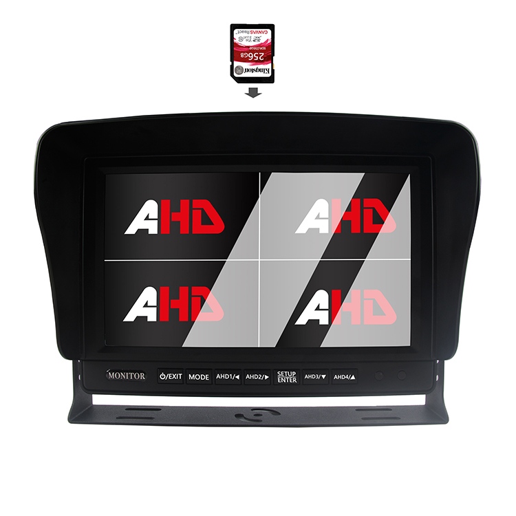 Monitor AHD Perekaman Video Truk Layar Quad 9 Inci