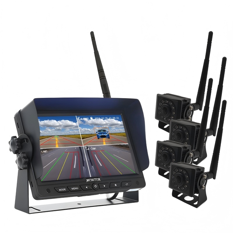 Sistem Kamera Tampak Belakang Digital AI Wireless 7'' 2.4G dengan Kamera IP68 untuk Bus Trailer Truk